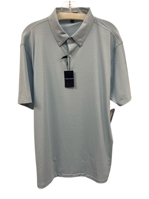 Peter Millar NWT Size XL Blue & Green Polyester Striped Polo Short Sleeve Shirt Blue & Green / XL
