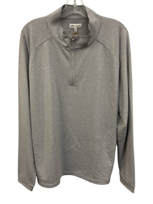 Peter Millar NWT Size XL Gray Synthetic Striped Quarter Zip Long Sleeve Shirt Gray / XL