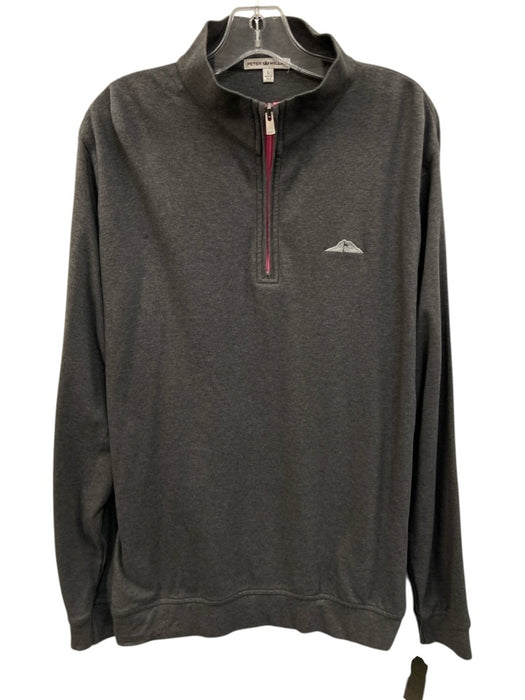 Peter Millar Size L Gray Cotton Blend Solid Quarter Zip Men's Long Sleeve Shirt Gray / L