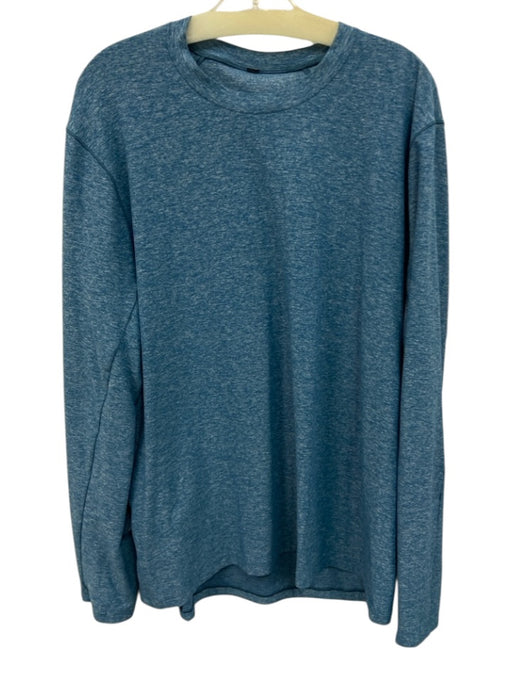 Lululemon Size Est XL Blue & White Synthetic Heathered Men's Long Sleeve Shirt Blue & White / Est XL