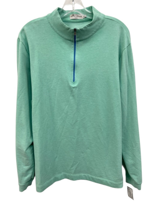 Peter Millar Size L Green Cotton Blend Solid Quarter Zip Men's Long Sleeve Shirt Green / L