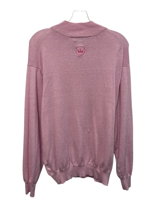 Peter Millar Size L Pink Wool Blend Solid Quarter Zip Men's Sweater Pink / L