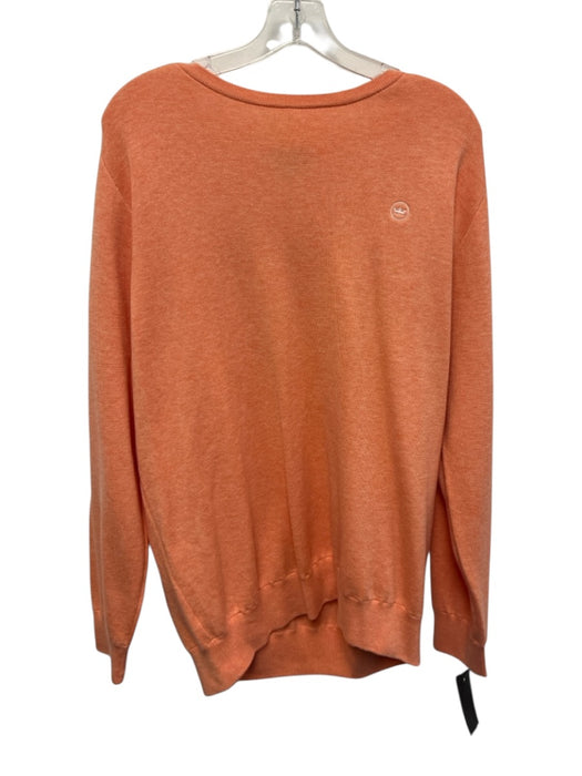 Peter Millar Size XL Orange Cotton Blend Solid Knit Crew Men's Sweater Orange / XL