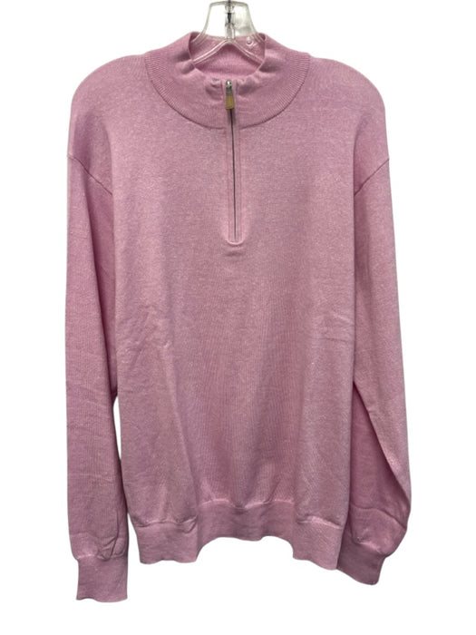 Peter Millar NWT Size XL Pink Wool Blend Solid Quarter Zip Men's Sweater Pink / XL