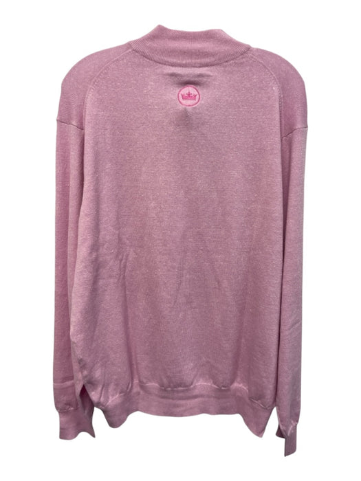 Peter Millar NWT Size L Pink Wool Blend Solid Quarter Zip Men's Sweater Pink / L