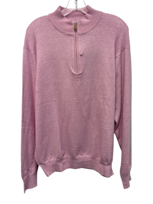 Peter Millar NWT Size L Pink Wool Blend Solid Quarter Zip Men's Sweater Pink / L