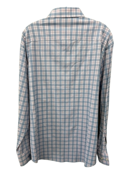 Peter Millar Size L Pink & Gray Synthetic Plaid Button up Long Sleeve Shirt Pink & Gray / L
