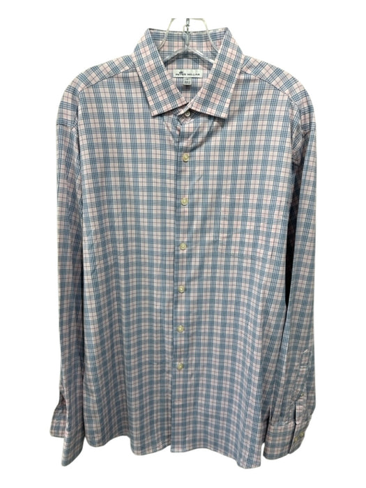 Peter Millar Size L Pink & Gray Synthetic Plaid Button up Long Sleeve Shirt Pink & Gray / L