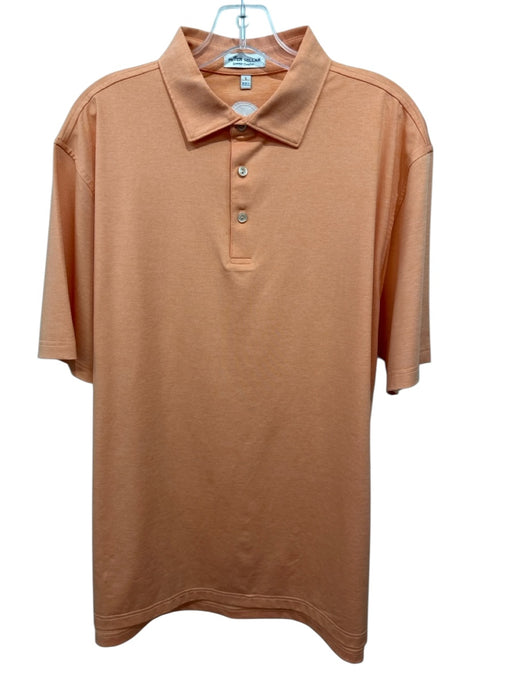 Peter Millar Size L Orange Synthetic Solid Polo Men's Short Sleeve Orange / L