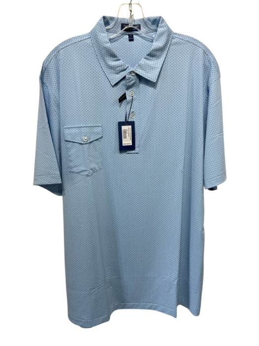 Peter Millar NWT Size XL Light Blue & Blue Print Synthetic Dots Short Sleeve Light Blue & Blue Print / XL