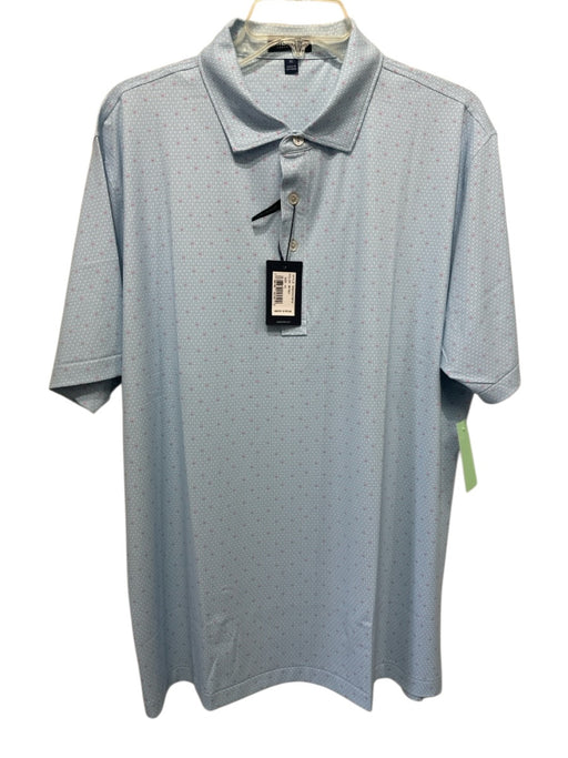 Peter Millar NWT Size XL Light Blue & Pink Print Synthetic Abstract Short Sleeve Light Blue & Pink Print / XL