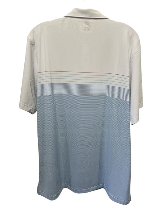 Peter Millar NWT Size XL White & Blue Synthetic Striped Polo Men's Short Sleeve White & Blue / XL