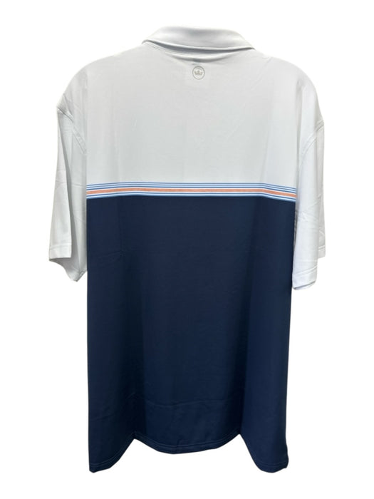 Peter Millar NWT Size XL Navy & White Synthetic Striped Polo Men's Short Sleeve Navy & White / XL