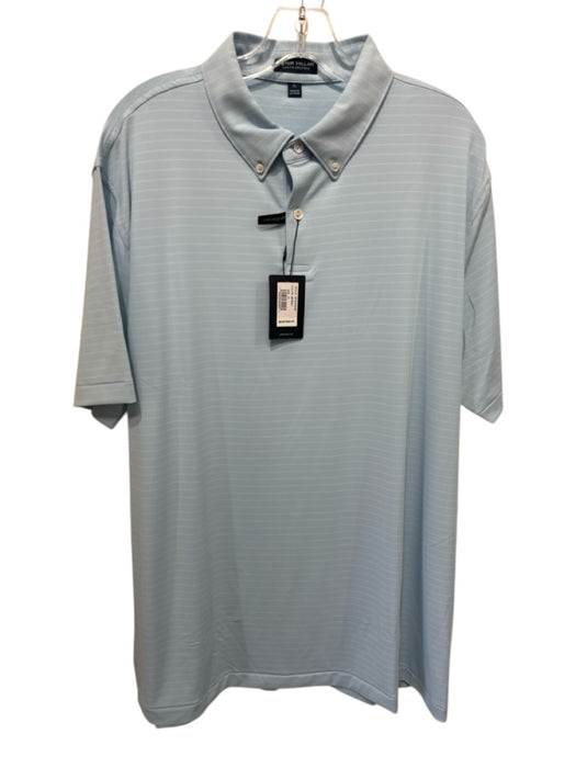 Peter Millar NWT Size XL Blue & Green Synthetic Striped Polo Men's Short Sleeve Blue & Green / XL