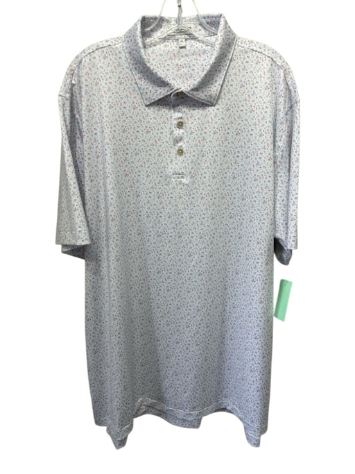 Peter Millar Size XL White & Multi Synthetic Drinks Polo Athleisure Short Sleeve White & Multi / XL