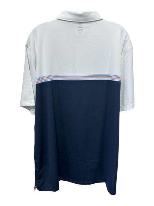 Peter Millar NWT Size XL Navy & White Synthetic Striped Polo Men's Short Sleeve Navy & White / XL