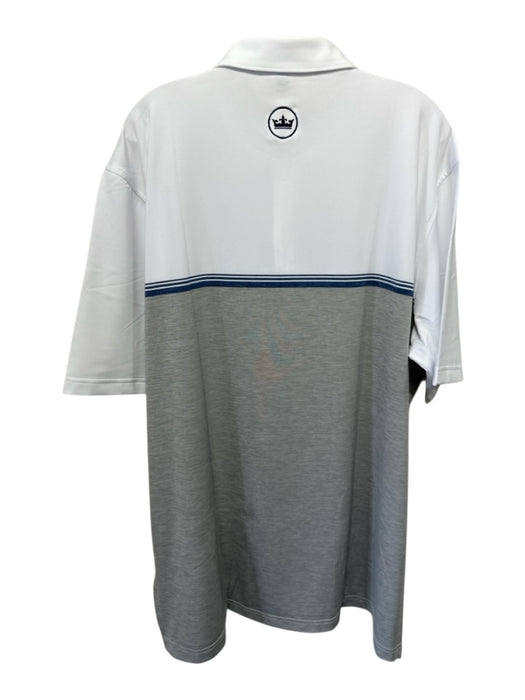 Peter Millar NWT Size XL White & Gray Synthetic Striped Athletic Short Sleeve White & Gray / XL