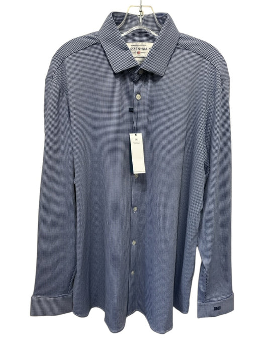 Mizzen + Main NWT Size XL Blue & White Synthetic Micro Men's Long Sleeve Shirt Blue & White / XL