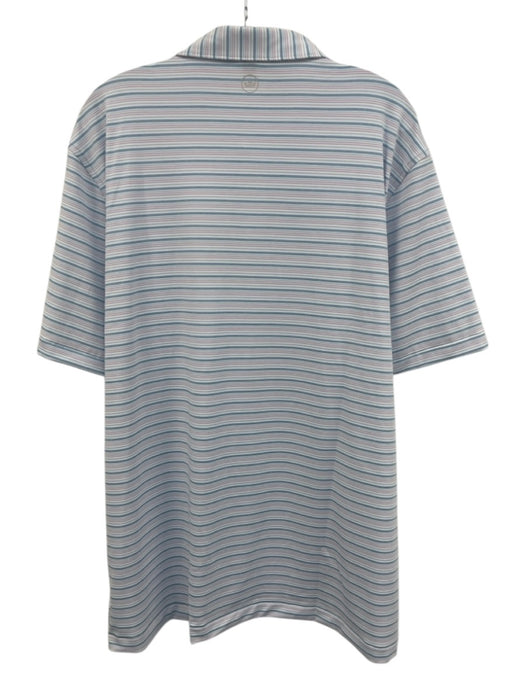 Peter Millar NWT Size XL Pink & Blue Synthetic Striped Polo Men's Short Sleeve Pink & Blue / XL