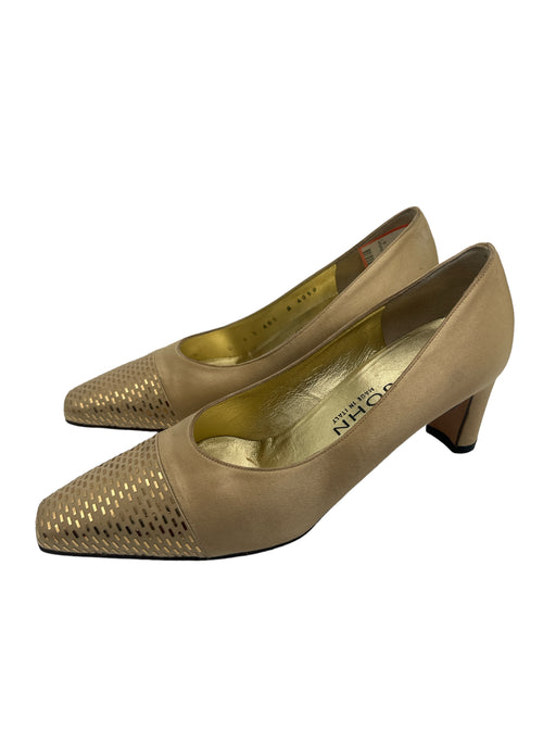 St. John Shoe Size 6 Gold Satin Shiny Square Toe Pumps Gold / 6
