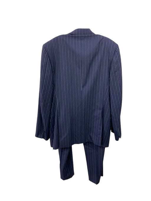 Canali Navy & White Wool Blend Striped 2 Button Men's Suit 54