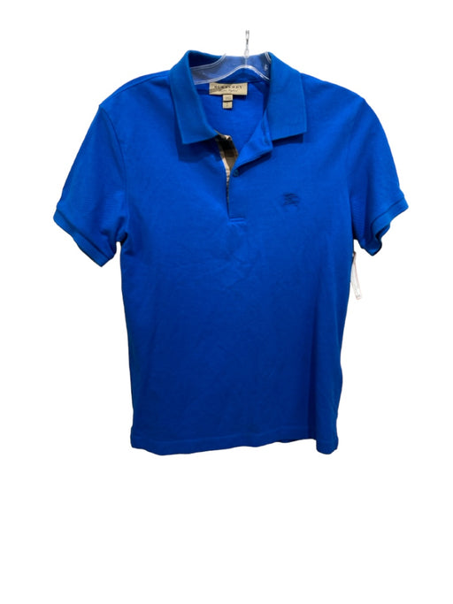 Burberry Size S Cobalt Blue Cotton Polo Short Sleeve Top Cobalt Blue / S