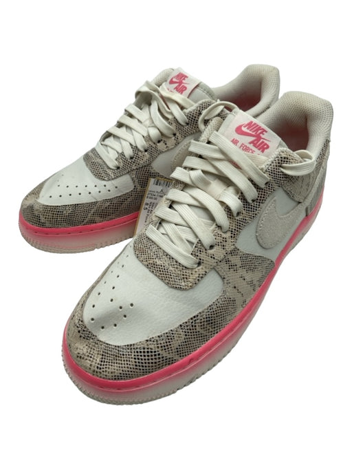 Nike Air Force 1 Shoe Size 8.5 White, Brown, Pink Leather High Top Sneakers White, Brown, Pink / 8.5