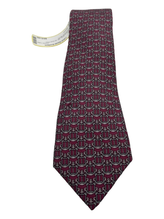 Hermes Plum & Silver Silk All Over Print Men's Tie