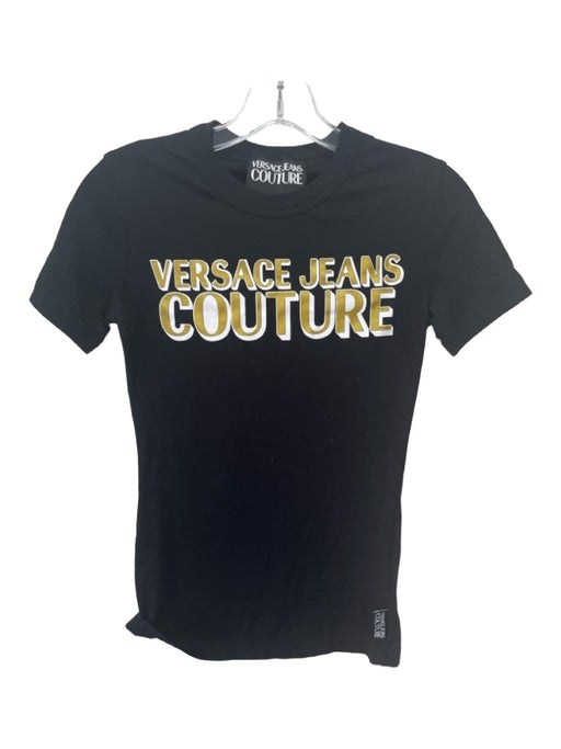 Versace Jeans Co. Size XS Black White Gold Cotton Round Neck Short Sleeve Top Black White Gold / XS