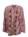 Silvia Tcherassi Size L Red White Yellow Cotton Floral Embroidered Striped Top Red White Yellow / L