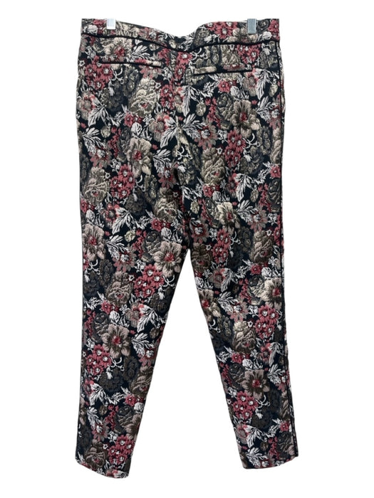 Maeve Size 4 Black & Multi Polyester Jacquard Floral Slim Fit Hook & Zip Pants Black & Multi / 4