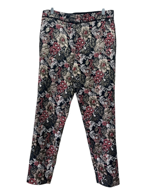 Maeve Size 4 Black & Multi Polyester Jacquard Floral Slim Fit Hook & Zip Pants Black & Multi / 4