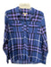 Burberry Brit Size Large Blue, Purple, White Cotton Long Sleeve Plaid Collar Top Blue, Purple, White / Large