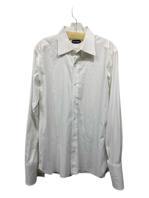 Tom Ford Size 42 White Cotton Solid Tuxedo Button Down Men's Long Sleeve Shirt 42