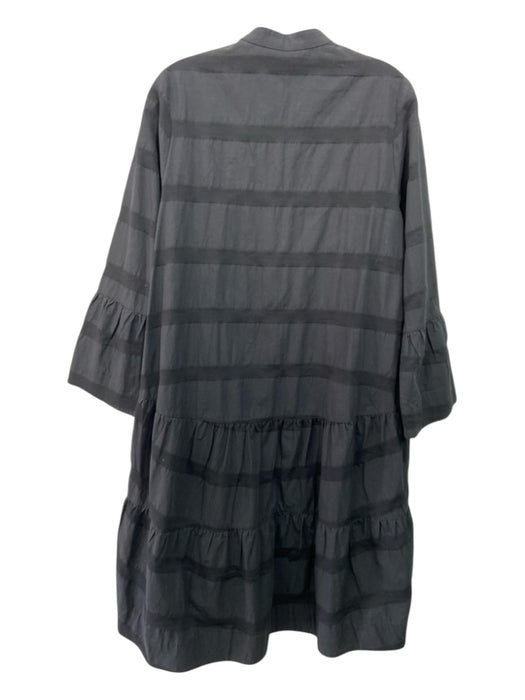 Mash Marigold Size Est S Black Cotton Blend Button Down Stripe Tiered Dress Black / Est S