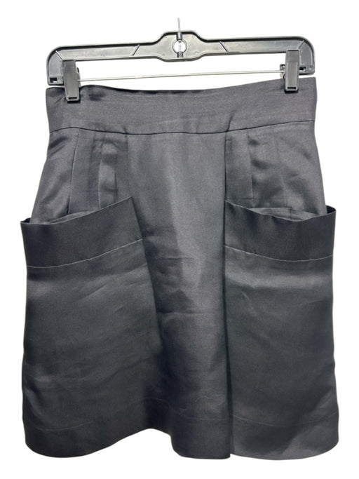 Chloe Size 38 Black Silk Zip & Hook Closure Solid Patch Pocket Above Knee Skirt Black / 38