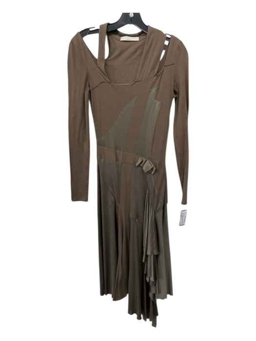 Stella McCartney Size 38/S Olive Green & Brown Cotton Blend Midi Dress Olive Green & Brown / 38/S