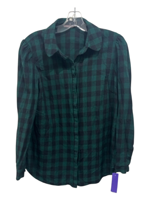 Tuckernuck Size Large Green & Black Cotton Checked Long Sleeve Top Green & Black / Large