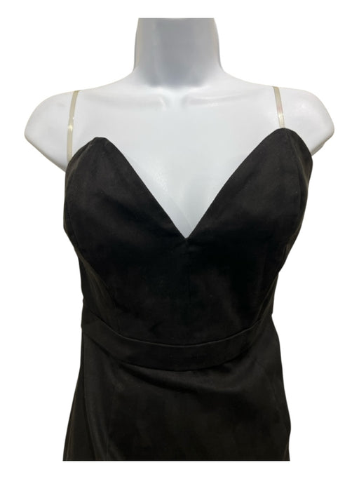 House of CB Size L Black Polyester Faux Suede Bustier Side Slit Midi Dress Black / L