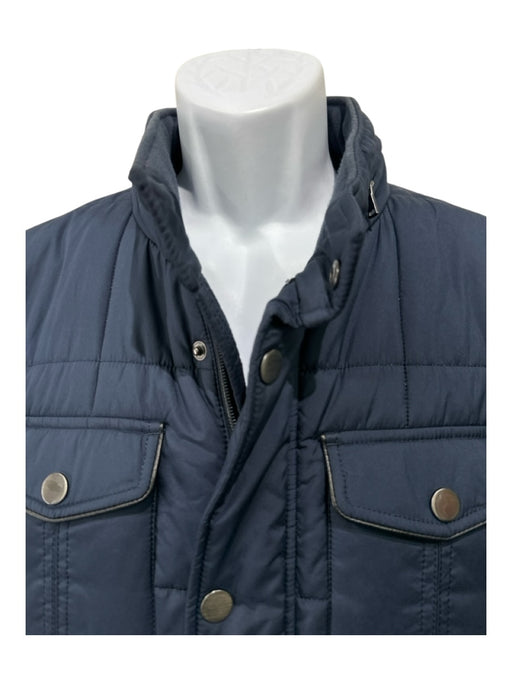 Balmain Size 46 Navy Synthetic Solid Puffer Zip Up Men's Jacket Navy / 46