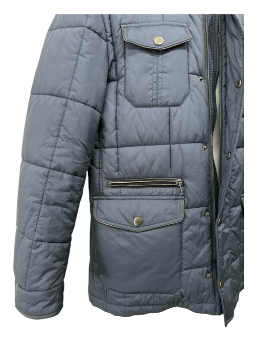 Balmain Size 46 Navy Synthetic Solid Puffer Zip Up Men's Jacket Navy / 46