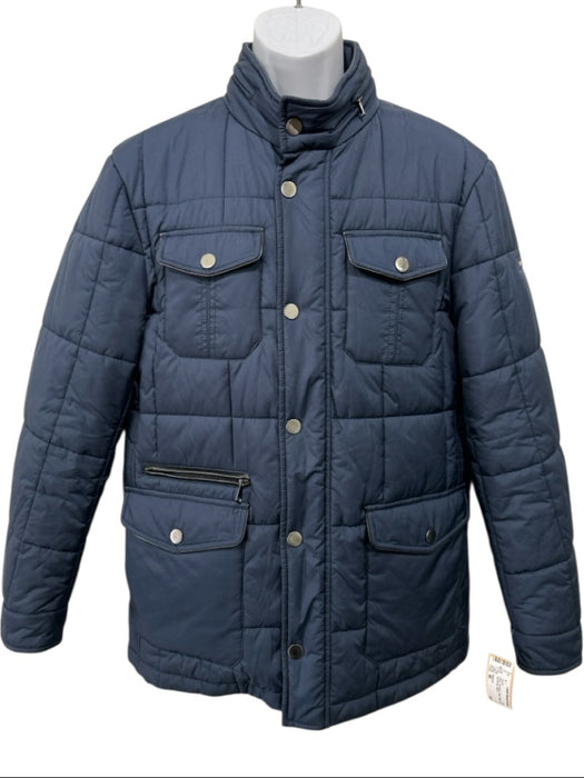 Balmain Size 46 Navy Synthetic Solid Puffer Zip Up Men's Jacket Navy / 46