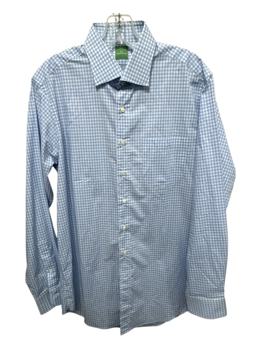 Sid Mashburn Size 16 Blue & White Cotton Gingham Button up Long Sleeve Shirt Blue & White / 16