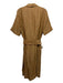 Lafayette 148 Size L Caramel Brown Linen Button Down Cuffed Short Sleeve Dress Caramel Brown / L