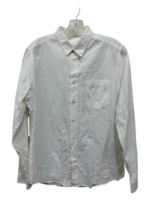 AMI Size 41 White Cotton Solid Button Up Men's Long Sleeve Shirt White / 41