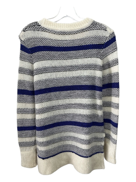 Rebecca Taylor Size S Cream, Blue & Black Wool Blend Mixed Stripes Sweater Cream, Blue & Black / S