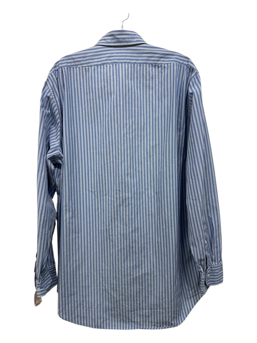 Sid Mashburn Size XL Blue & White Cotton Striped Button Down Long Sleeve Shirt Blue & White / XL