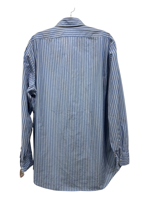 Sid Mashburn Size XL Blue & White Cotton Striped Button Down Long Sleeve Shirt Blue & White / XL