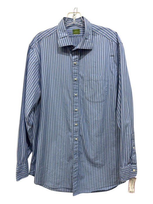 Sid Mashburn Size XL Blue & White Cotton Striped Button Down Long Sleeve Shirt Blue & White / XL