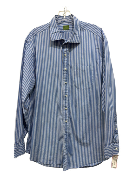 Sid Mashburn Size XL Blue & White Cotton Striped Button Down Long Sleeve Shirt Blue & White / XL